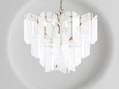 Modern Transparent Glass Chandelier With Hanging Elements For Elegant Home Decor 3d model