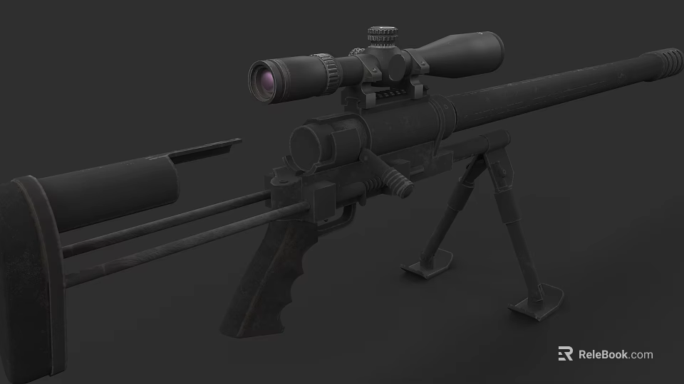 Tactical Sniper Rifle With Telescopic Scope Bipod And Long Barrel Design 3d model 