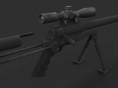 Tactical Sniper Rifle With Telescopic Scope Bipod And Long Barrel Design 3d model
