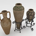 Decorative Indoor Plants in Artistic Ceramic Vases on Intricate Iron Stands