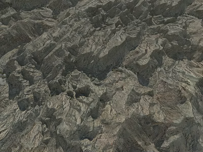Natural Rocky Terrain With Rough Surface And Eroded Landform Features 3d model