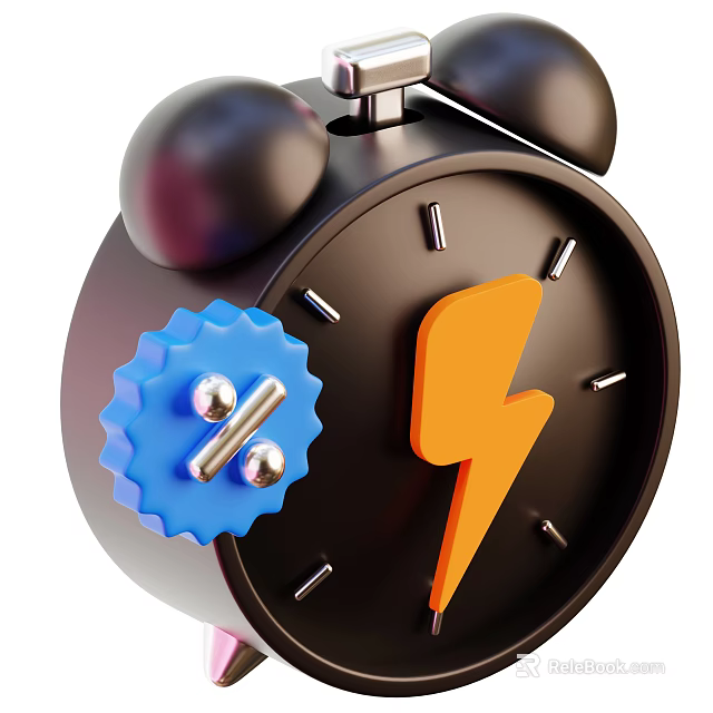 Smart Machine Alarm Clock Design With Blue Gear And Orange Lightning Bolt Elements 3d model