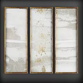 Abstract Blue And Gold Textured Wall Art With Four Panel Golden Frames