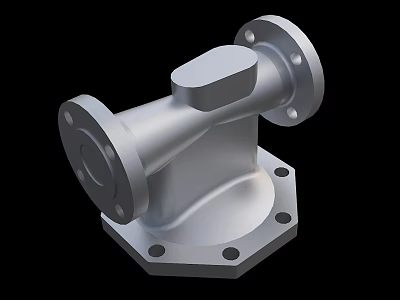 Industrial Metal Pipe Fitting With Flange Connections And Mounting Holes 3d model