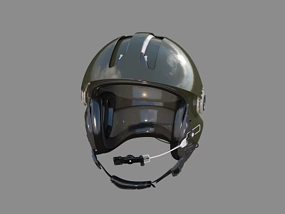 Green Tactical Helmet With Protective Visor And Communication Microphone System 3d model
