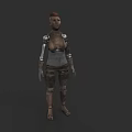 Game Fantasy Character Featuring Brown Hair And Metal Leather Shoulder Chest Leg Armor