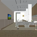 Modern Hospital Room Interior With Bed TV Wooden Wall Panels And Lights