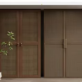 Modern Wooden Wardrobe With Sliding Doors And Rattan Panel Design