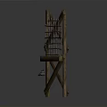 Rustic Wooden Chair With Crossed Slats And Handcrafted Sturdy Frame