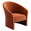 Orange Velvet Leisure Chair With Modern Curved Backrest And Comfortable Armrests