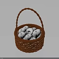 Orange Woven Storage Basket With Fresh White Apples For Daily Use