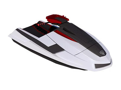 Modern White Black Red Jet Ski With Sleek Hull And Comfortable Seat 3d model