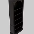 Pair of Dark Wooden Bookcase with Classic Design Ornate Top and Tiered Shelves