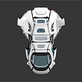 Futuristic White Car Model With Blue Accents And Sleek Aerodynamic Design