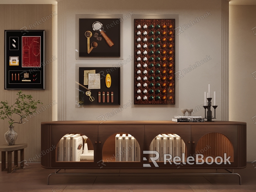 Cigar Red Wine Decoration Real Hanging Painting Entrance Cabinet Sideboard model