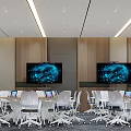 Modern School Classroom Featuring Organized Student Seats Digital Screens And Teaching Equipment