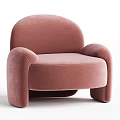 Pink Velvet Lounge Chair With Modern Design And Rounded Comfy Armrests