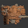 Stratified Rock Layer Model With Orange Red Layers And Irregular Rock Blocks