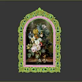 Ornate Golden Carved Frame Decorative Wall Furniture With Floral Artwork Design