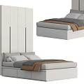 Modern Minimalist Bedroom Furniture With White Wardrobe Comfortable Bed And Pillows