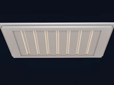 Modern White Interior Ceiling Design With Linear Stripes And Recessed Lighting 3d model