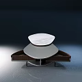 Unique Modern Coffee Table With White Marble Top And Wooden Storage Compartments