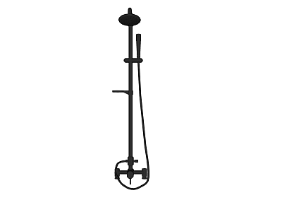 Modern Black Shower Fixture With Rainfall Head And Handheld Sprayer 3d model