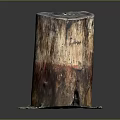Rustic Wood Stump Decor Featuring Natural Stone Base And Textured Surface 3d model