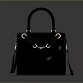 Black Handbag With Handheld Strap Detachable Shoulder Strap Metal Buckle And Minimalist Design