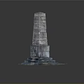 Ancient Stone Obelisk Architecture With Multi Layered Structure Square Base And Colorful Platform 3d model
