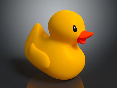 Yellow Rubber Duck Toy with Orange Beak and Black Eyes as Bath Plaything for Kids 3d model