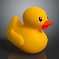 Yellow Rubber Duck Toy with Orange Beak and Black Eyes as Bath Plaything for Kids