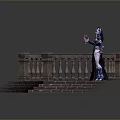 Fantasy Scene Decorative Platform With Stone Balustrade And Intricate Floor Pattern