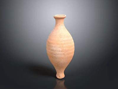Hand Carved Terracotta Vase With Striped Patterns And Elegant Elongated Body 3d model