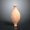 Hand Carved Terracotta Vase With Striped Patterns And Elegant Elongated Body