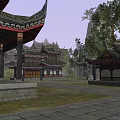 Traditional Ancient Chinese Architecture With Ornate Eaves Stone Steps And Surrounding Trees