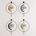 Four Modern Wall Mounted Clocks With Colorful Frames And Simple Design 3d model