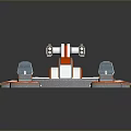 Futuristic Modular Weapon System 3D Circular Central Structure With Orange Gray Mechanical Components And Modules 3d model