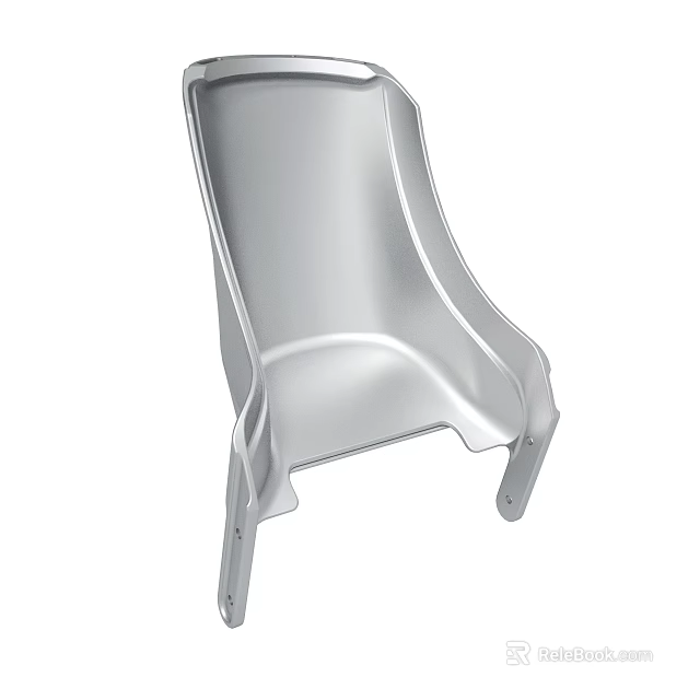 Silver Metal Chair Seat Frame With Curved Design And Support Structure 3d model 