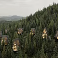 Modern Forest Detached Villa With Triangular Roof And Wooden Exterior Among Pine Trees