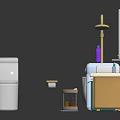 Bathroom Laundry Room Fixtures With Toilet Bathtub Shower Head Radiator Washing Machine Sink and Mirror