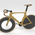 Golden Racing Bicycle With Streamlined Frame Black Wheels Yellow Rims And Brown Saddle