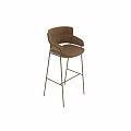 Brown Velvet Bar Stools With Modern Design And Metal Legs 3d model