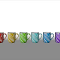 Colorful Coffee Mugs In Red Yellow Green Blue Purple Hues Arranged Neatly