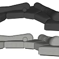 Dark and Light Gray Modular Sectional Sofa With Modern Curved Design And Decorative Ball