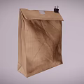 Brown Paper Bag With Black Clip And White Label For Daily Use