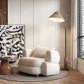 minotti Middle Ancient Style Single Person Sofa Casual Sofa Living Room Sofa Side Floor Lamp 3d model