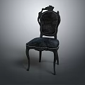 Elegant Dark Colored Single Chair With Carved Backrest Upholstered Seat And Curved Legs