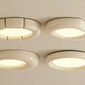 Four Modern White Ceiling Lights with Sleek Circular Design and Bright Illumination 3d model