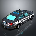 Black and White Police Sedan Car With 074 Number And Roof Lights
